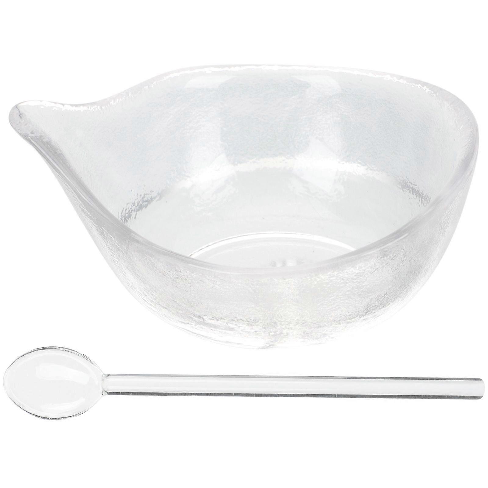 1 Set of Glass Facial Mask Mixing Bowls Essential Oil Bowl With Spoon Salon Spa Home Beauty Tools