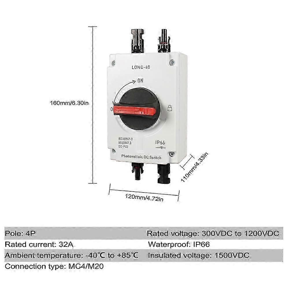 32A 4P PV Direct Current Disconnect Switch Outdoor Waterproof Transfer Switch IP66 Pvoltaic Direct Current Switch