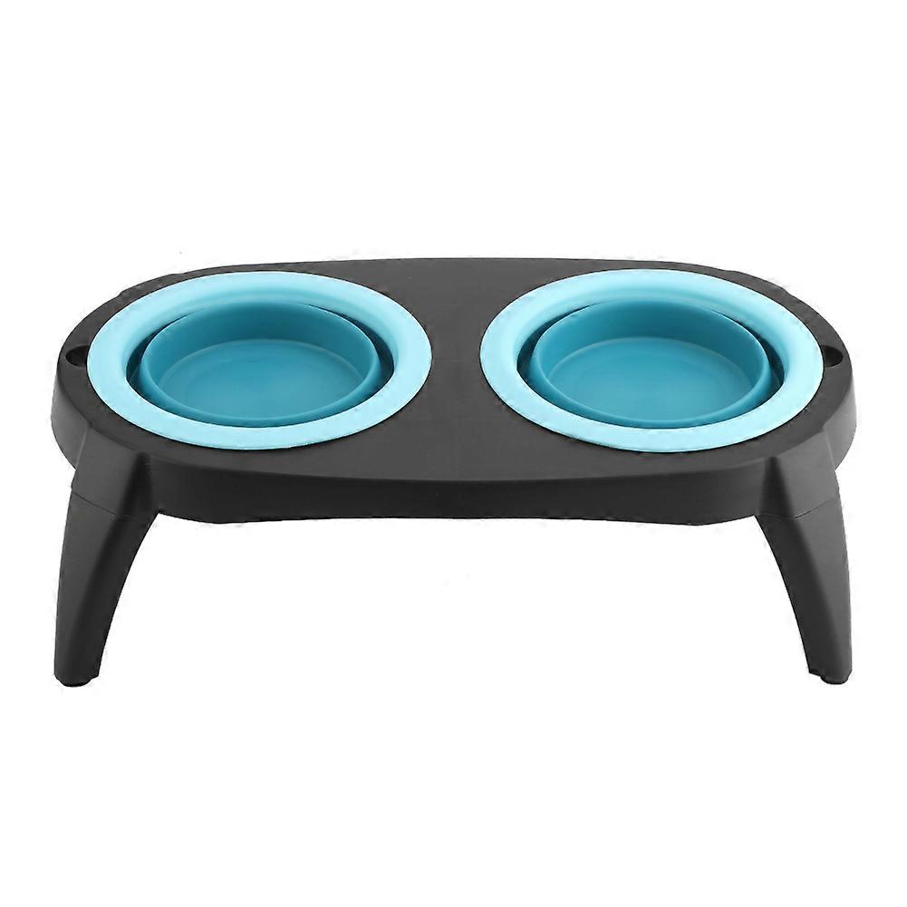 Collapsible Dog Bowl - Foldable Double Cups Dish for Travel, Portable Pet Food and Water Feeding Bowl, Durable Silicone Design