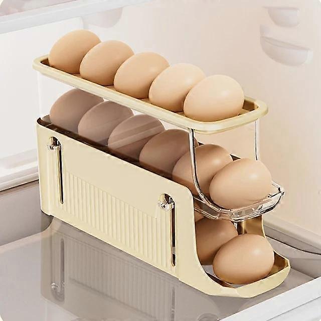Slide type egg carton refrigerator side door special automatic filling design double roller table roller storage box