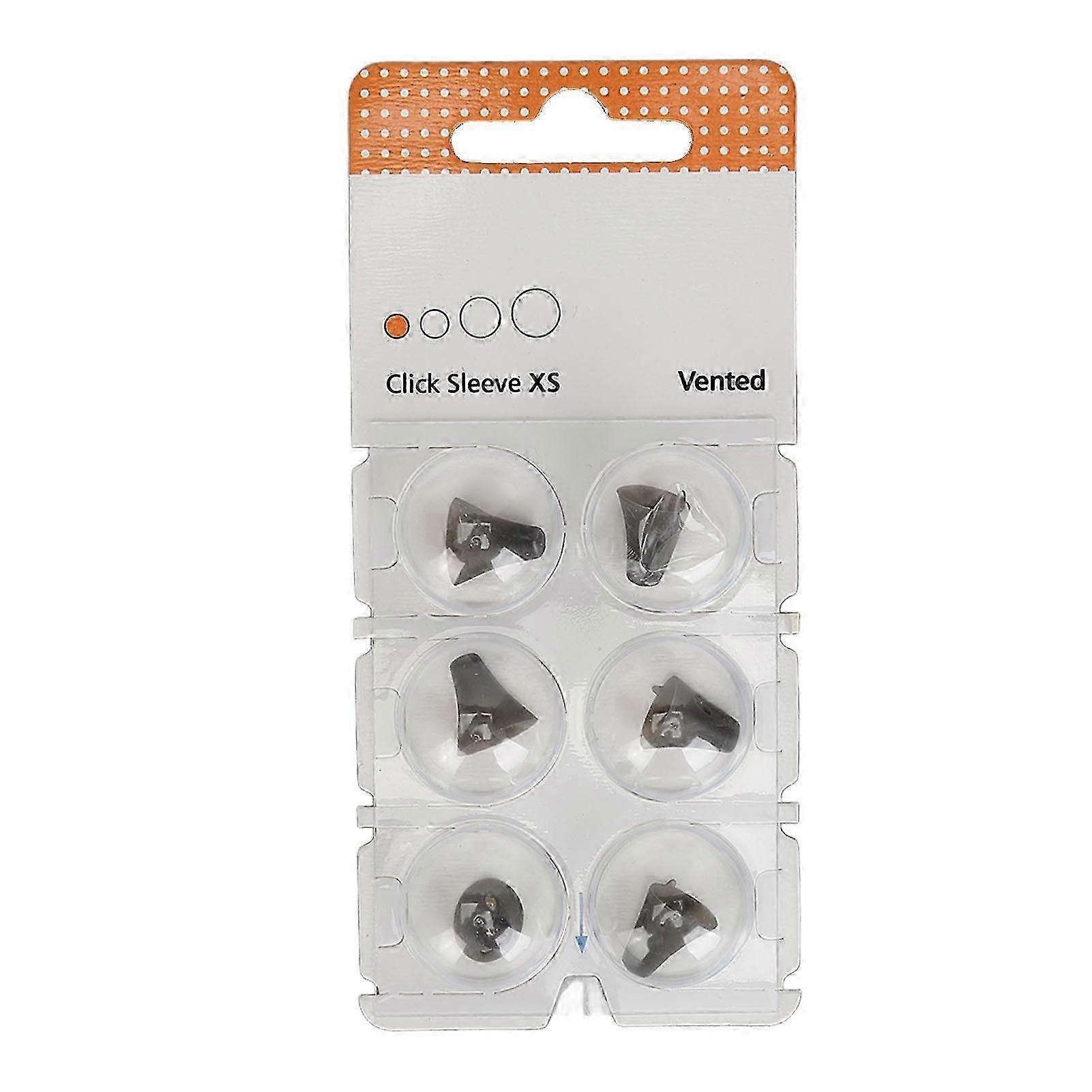 6pcs Click Sleeve Vented Silicone Anti Static Washable Sound Amplifier Click Sleeve Accessory Black S