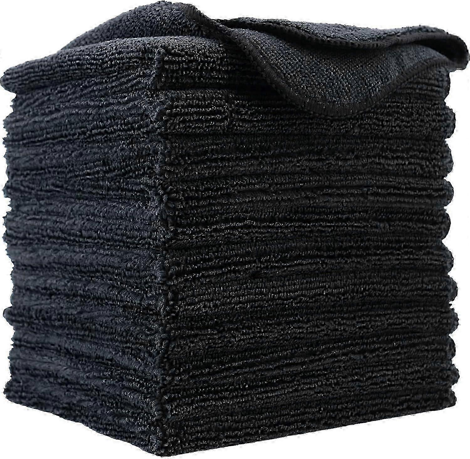 Premium Microfiber Cleaning Cloth, 30 x 30 cm(12 Pack) (Black)