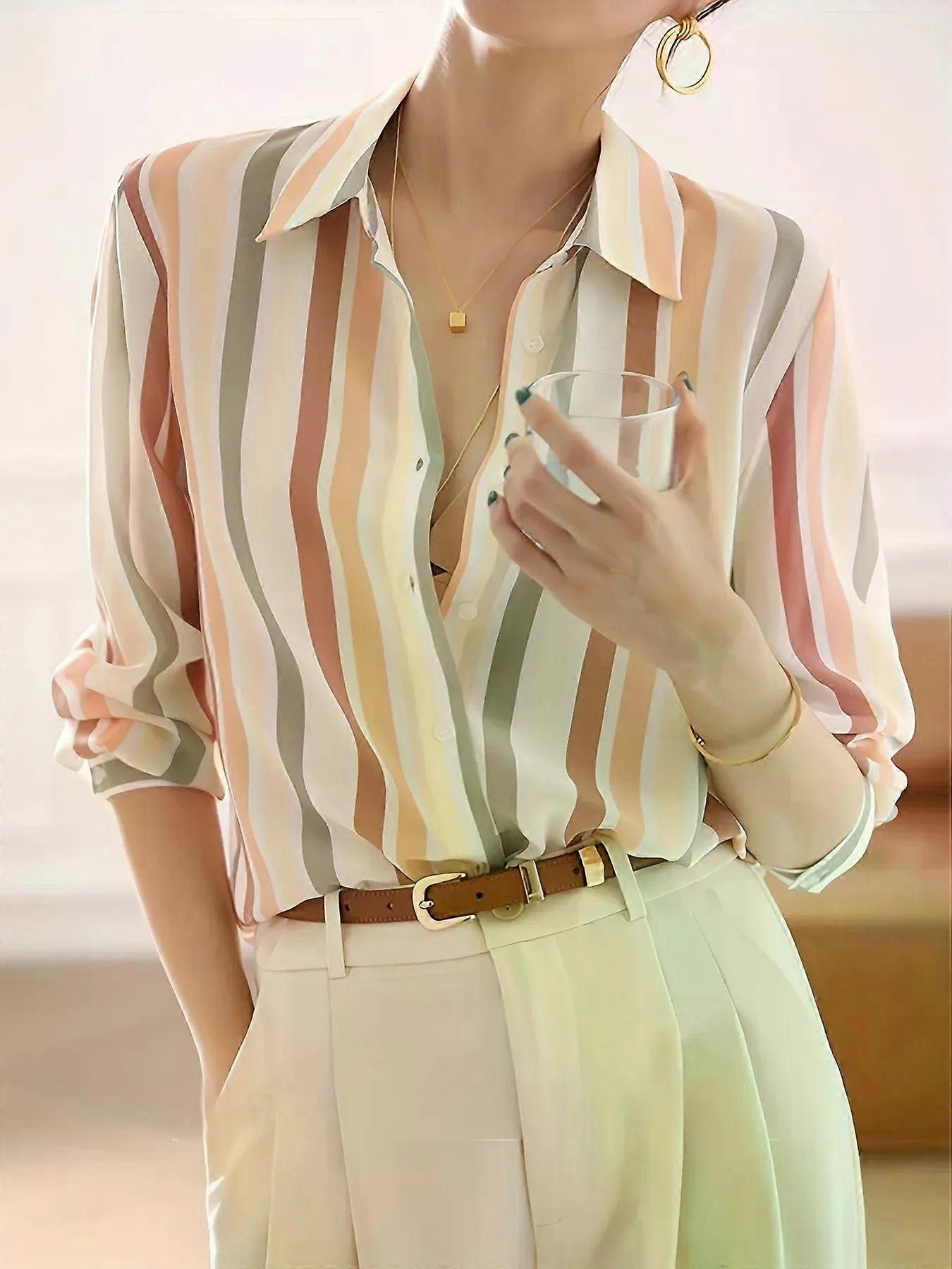 New Arrival Women's Blusa Mujer for Spring Autumn Fashion Trendy Print Ladies' Button-Down Shirt for Work and Casual