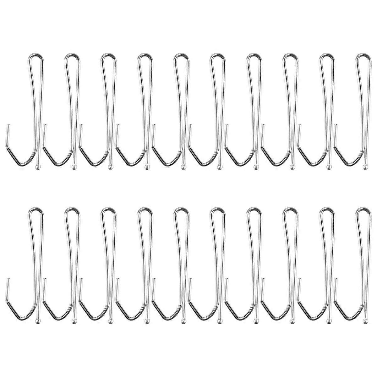 Single Pinch Window Metal Pleat Drapes Curtain Hooks Silver(20-Piece)