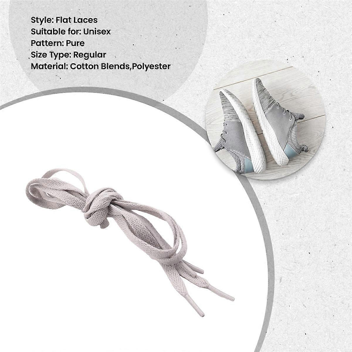 Trainers Plastic Tips 52.4 Long Grey Flat Wide Shoe Laces Strings 2pcs