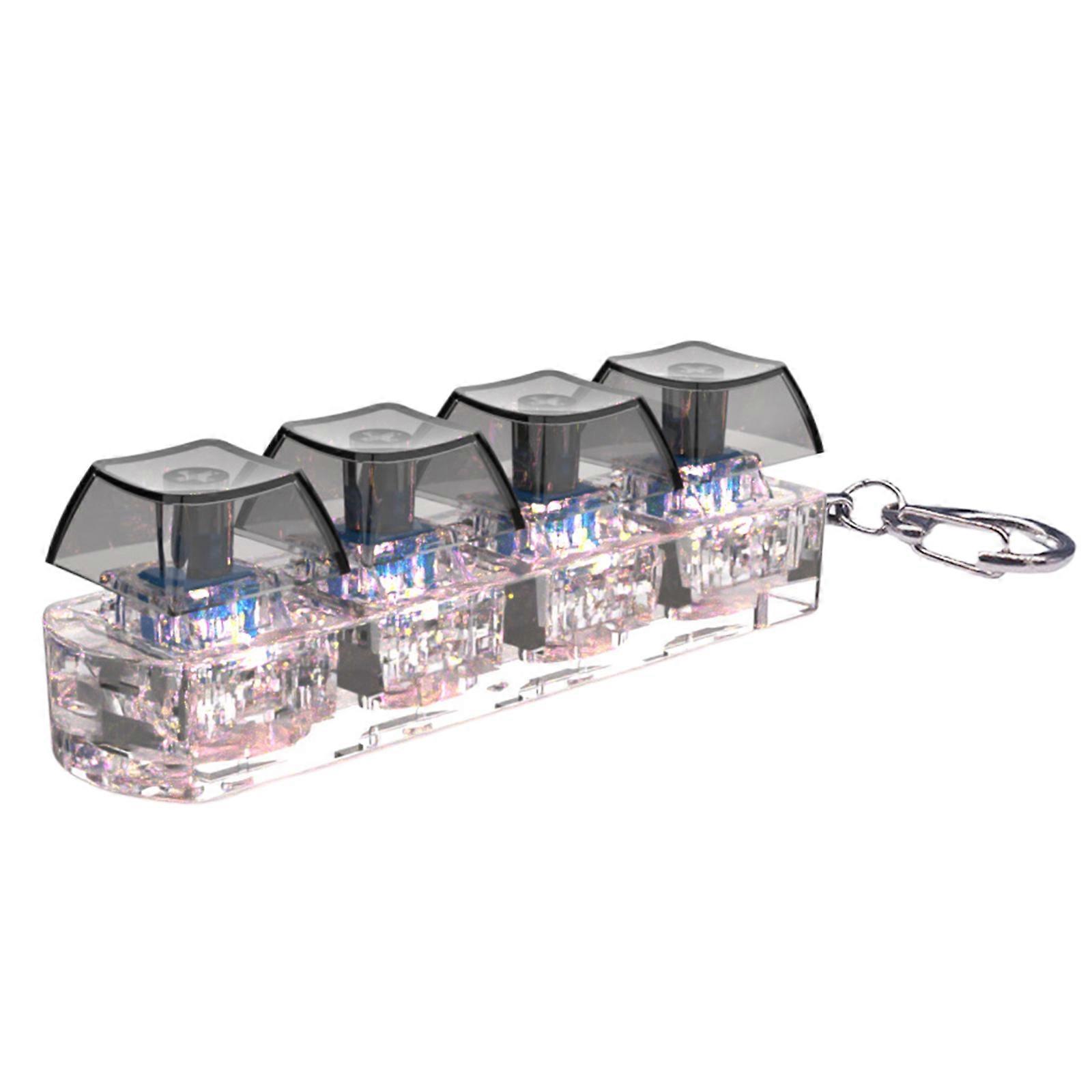 4-Key Mechanical Keyboard Clicks Toy Keycap Tester With Multicolor LED Lights And Smooth Operating Stress Relief