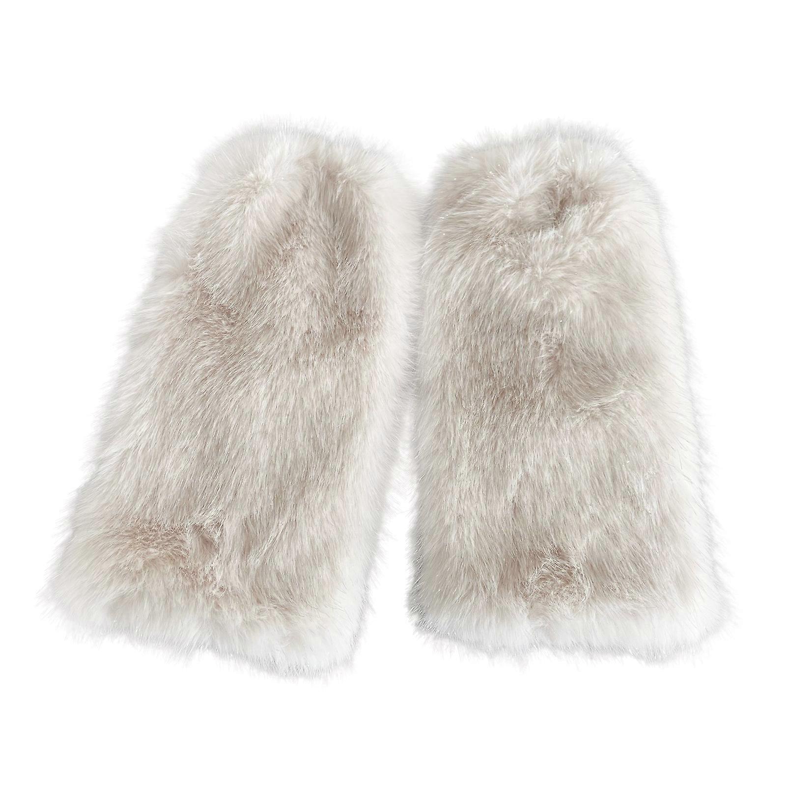 Couvre-jambes en fourrure à la mode pour les dames Chaleur d’hiver élégant épaissir flou pelucheux jambières poignets poignets sans pieds chaussettes abricot