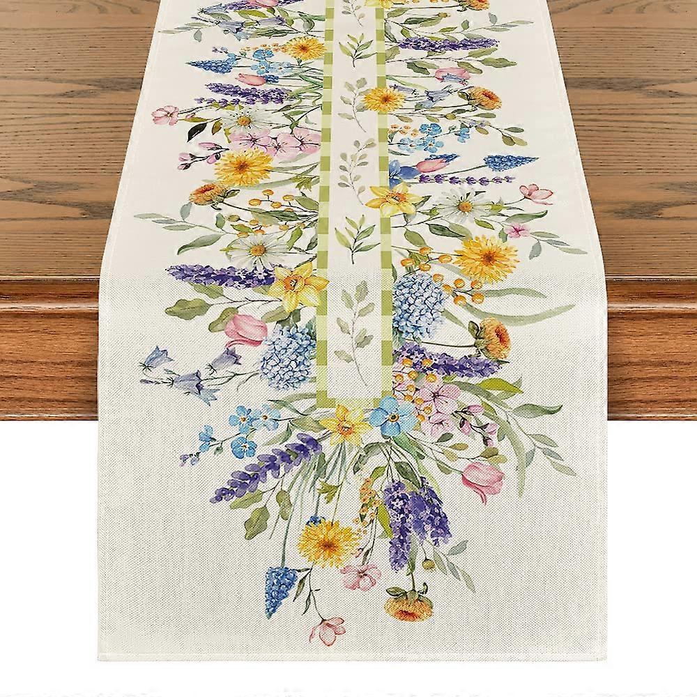 Bloom Flowers Tulip Spring Tablecloth 13x60 Inch Flower Pattern For Kitchen Dining Table Decor