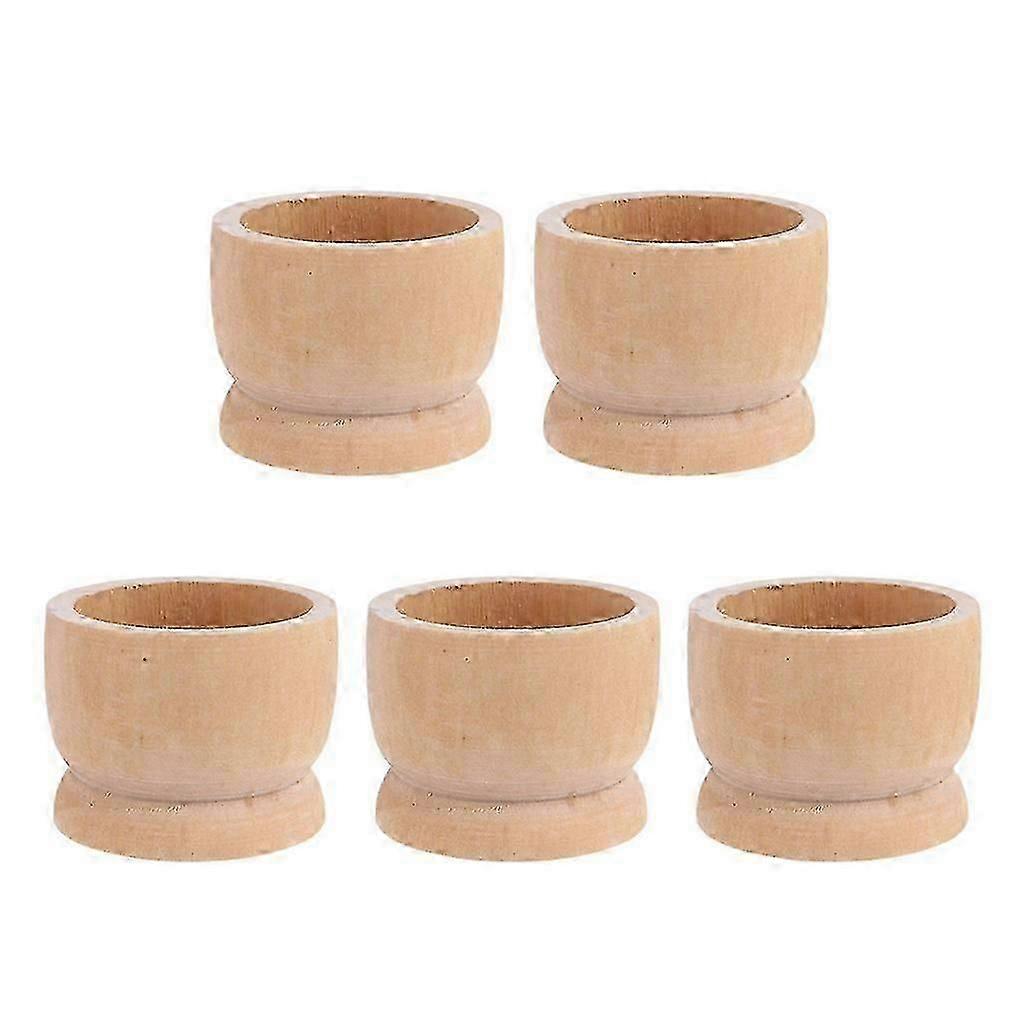 5PCS Easter Simple Unpainted Portable Kitchen Tool Egg Cup Wood Storage Holders