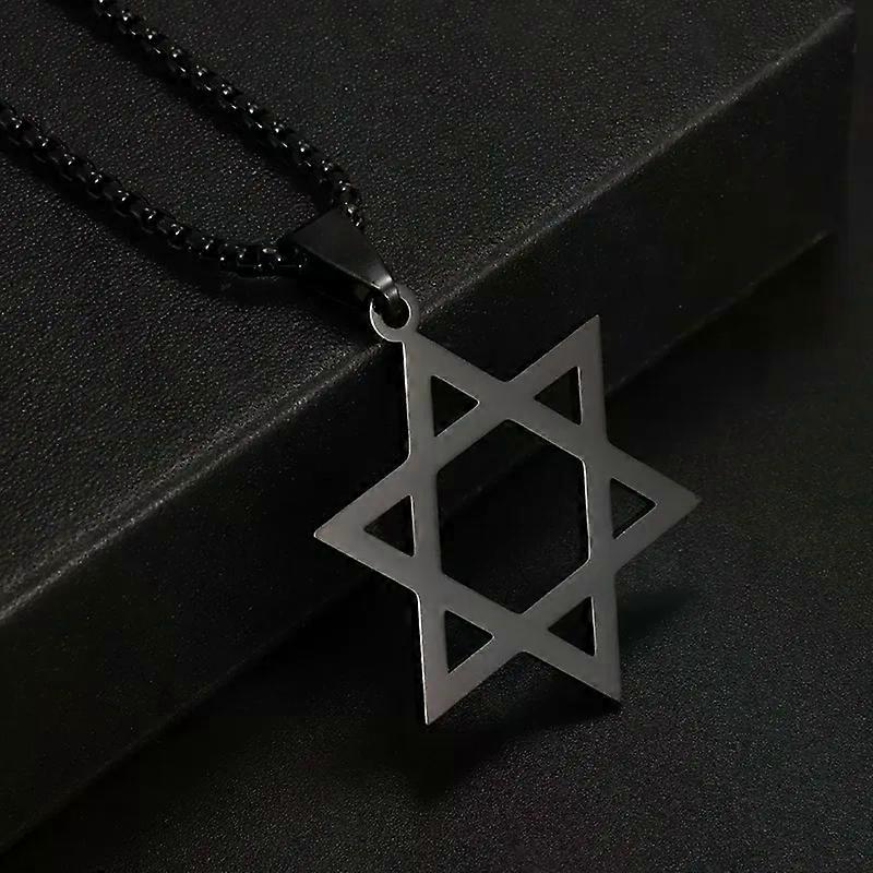 Εξαίσιος εβραϊκός σταυρός από ανοξείδωτο χάλυβα αστέρι του David μενταγιόν κολιέ για άνδρες γυναίκες μοντέρνα τυχερά κοσμήματα φυλαχτό