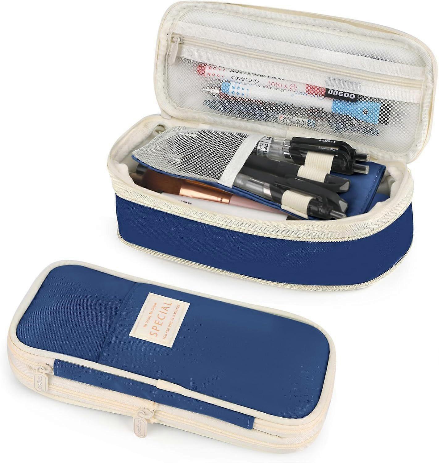 Pencil Case for College, Office, Travel (Blue)