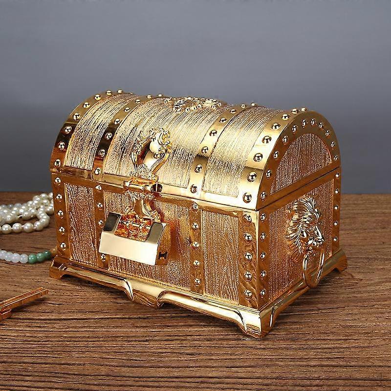 Vintage Golden Treasure Box Gift Holder Case Large Decoration Keepsake Ring Earrings for Jewelry