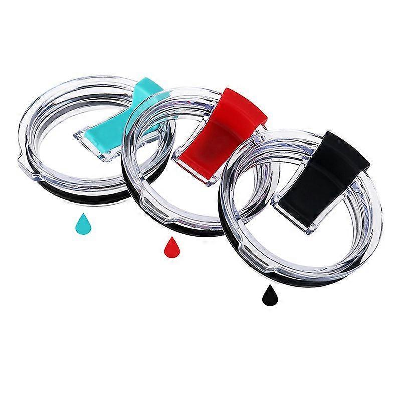 3pcs New Leak Proof And Spill Resistant Replacement Lid for 30 oz Rtic and Other Tumblers (Black/Red/Blue)
