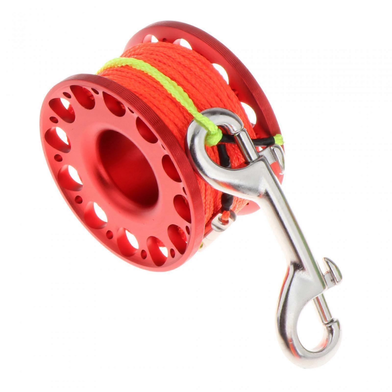 Diving Reel with 30m High Visibility Line for Snorkeling and Spearfishing, Durable Red Design