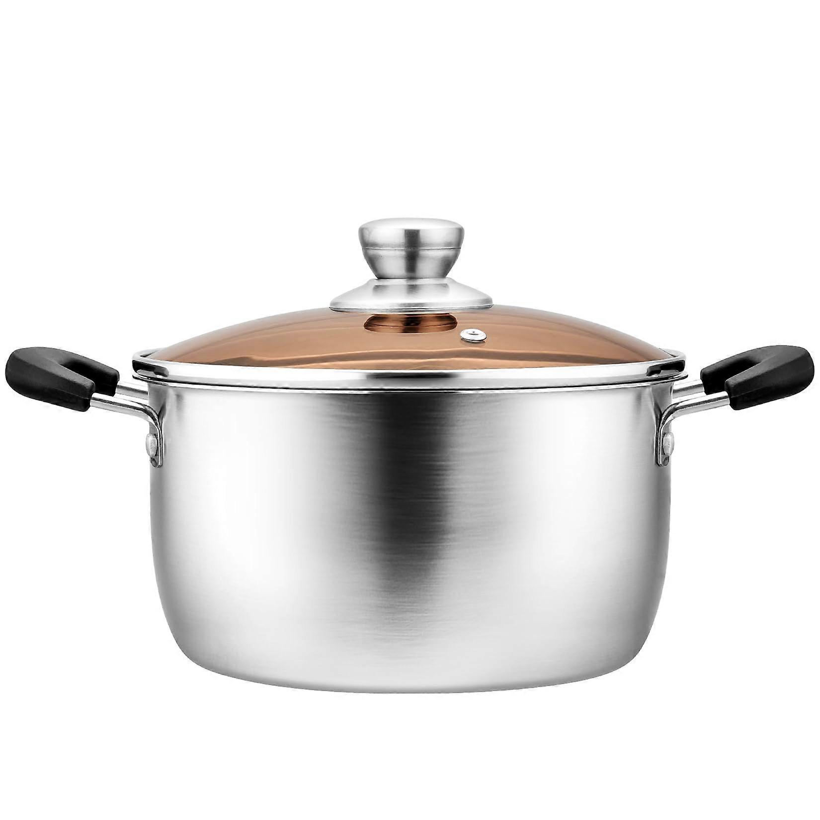 Stockpot with Lid, Stainless Steel Cooking Stock Pot for Soup, HeatProof Double Handles with Visible Lid, Dishwasher Safe Healthy, 4 Qt