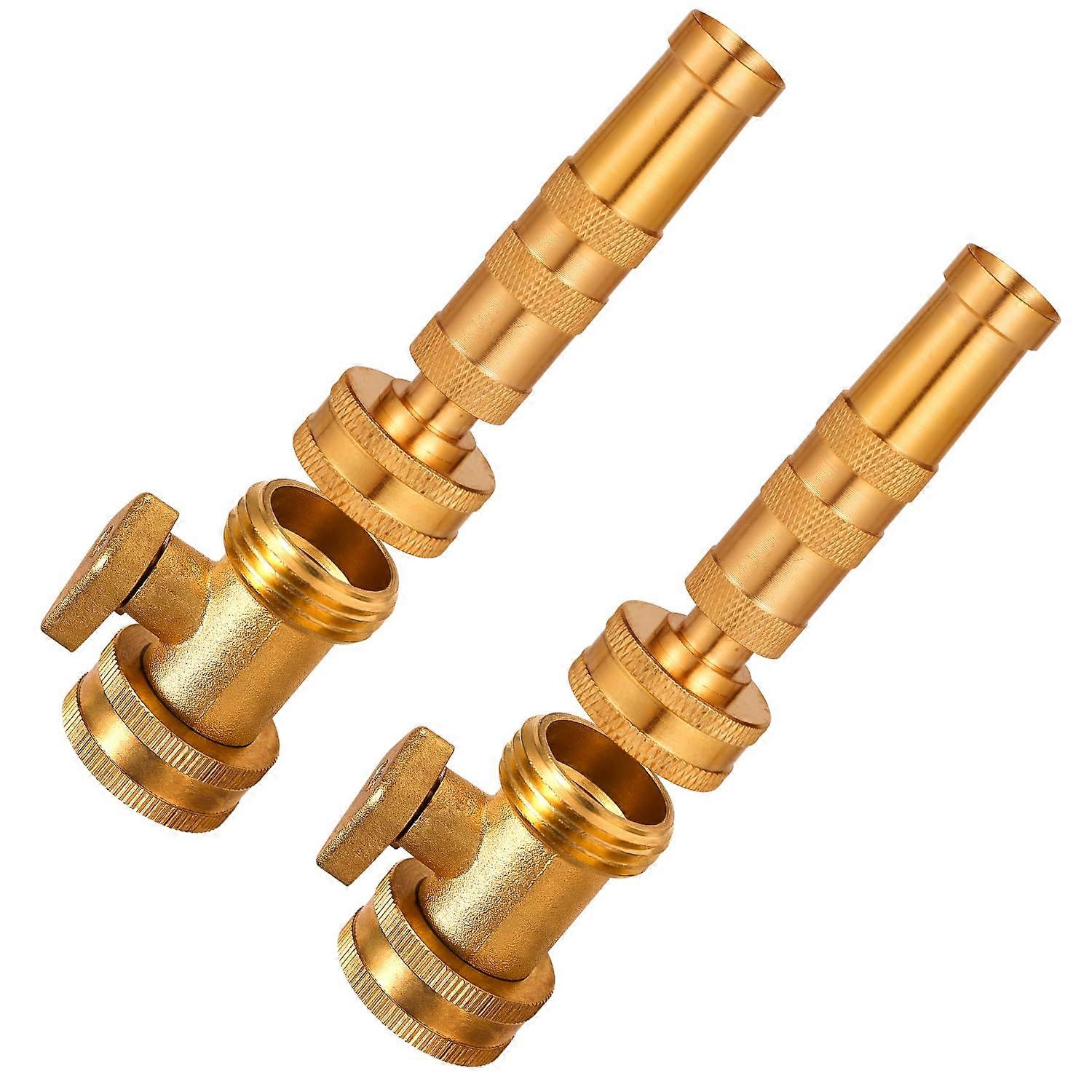 2pcs Adjustable High Pressure Hose Nozzle Set with 2 Hose Shutoff Valves and 3/4 Inch GHT Connector for Garden Hoses