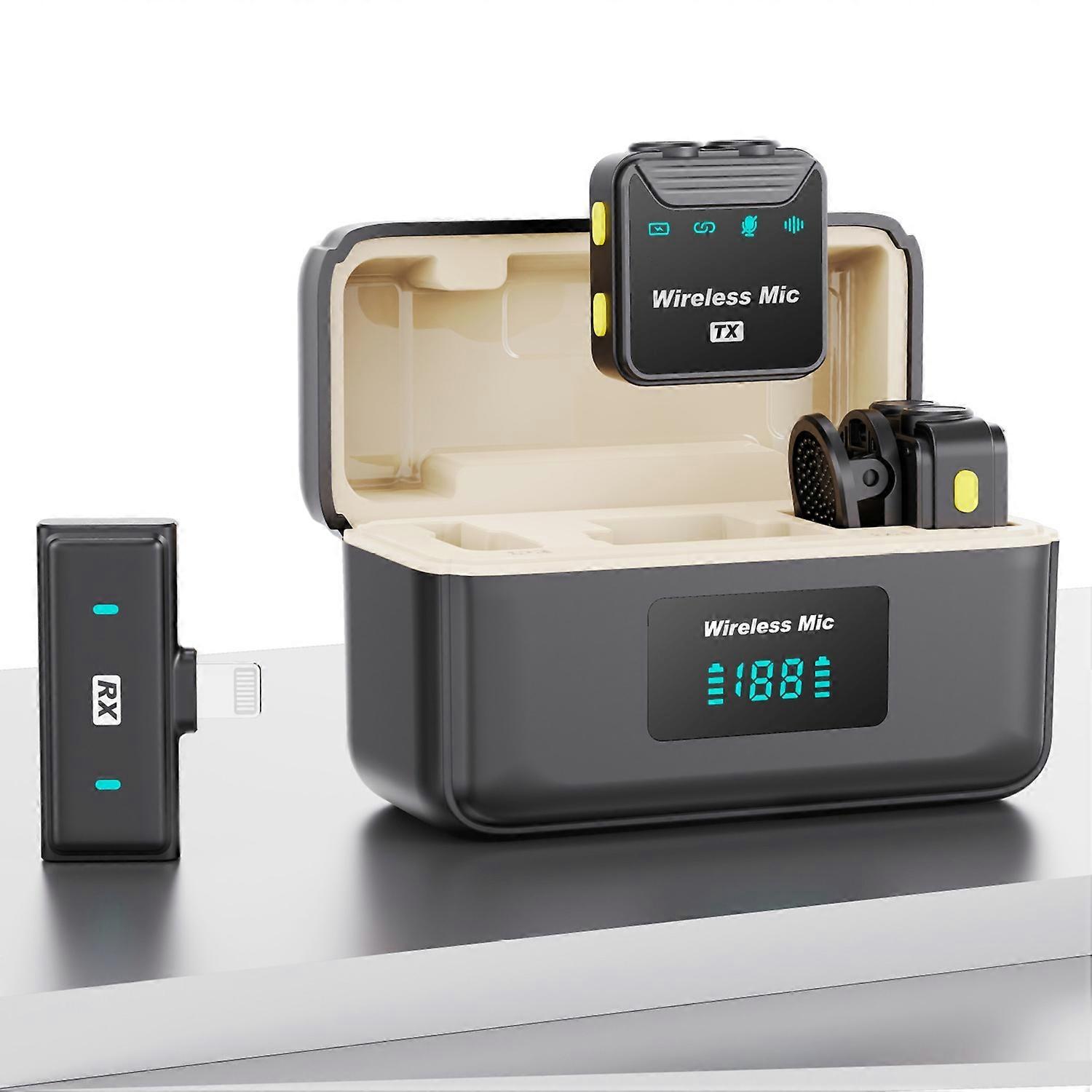 SX23 iP Interface Lavalier Microphone Noise Cancelling Mini Wireless Mic System,2 Mic+1 Receiver