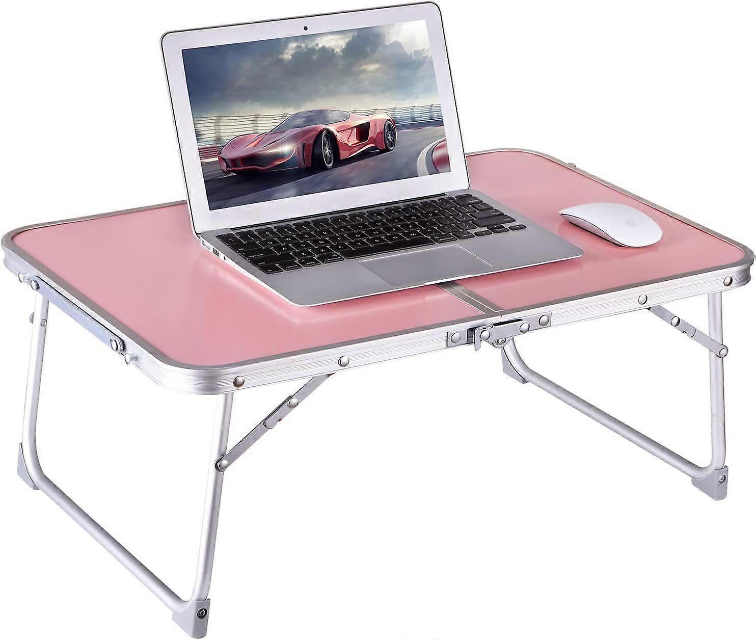 Foldable Laptop Table, Breakfast Tray, Portable Mini Picnic Table Storage Space Laptop Table Reading Stand (Pink)