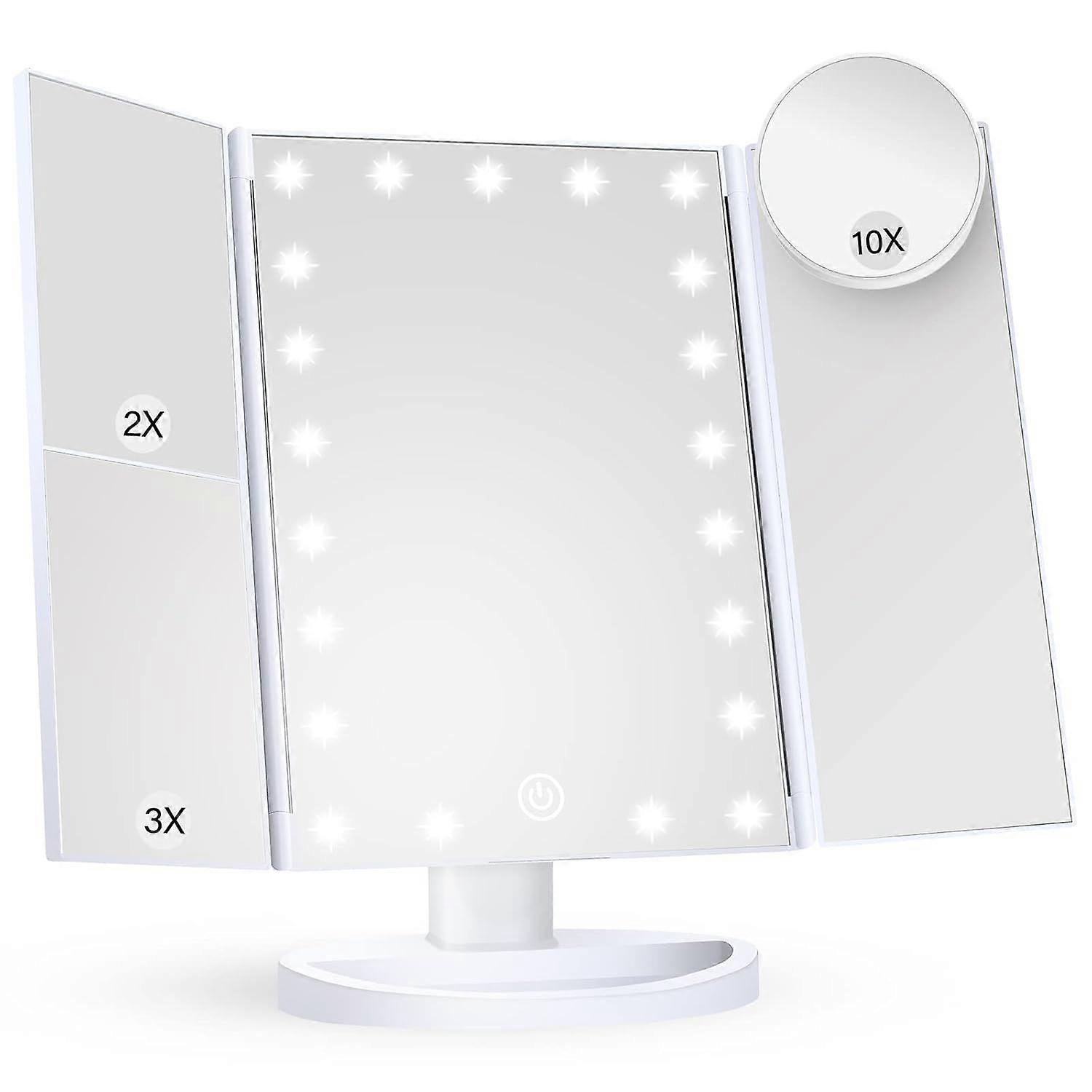 Trifold Magnification Vanity Mirror with Lights
