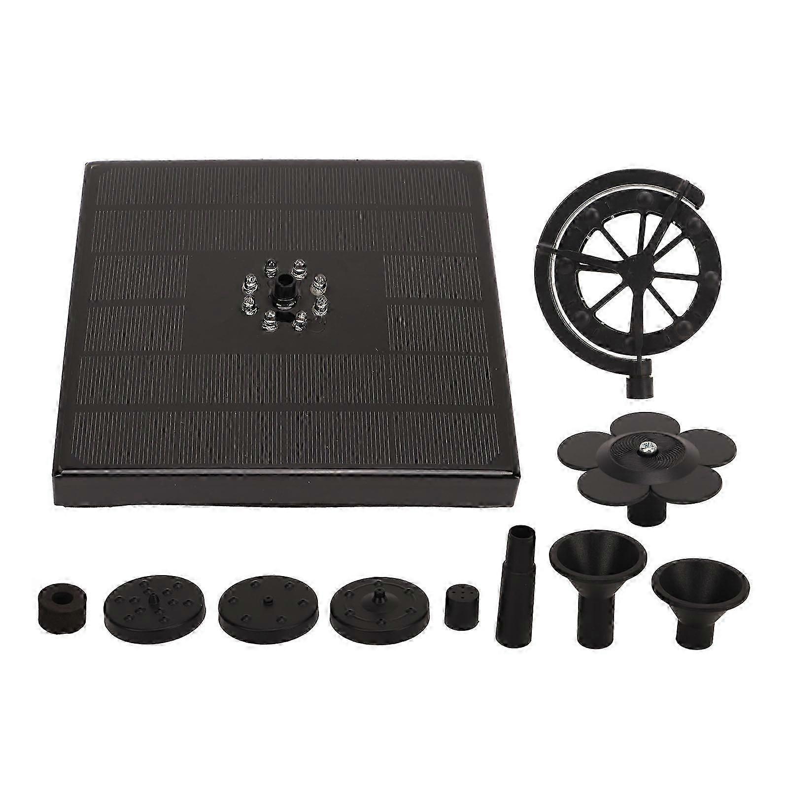 Solar Fountain Pump with LED Color Light Solar Powered Bird Bath Fountain with 8 Nozzles and Windmill for Outdoors Garden