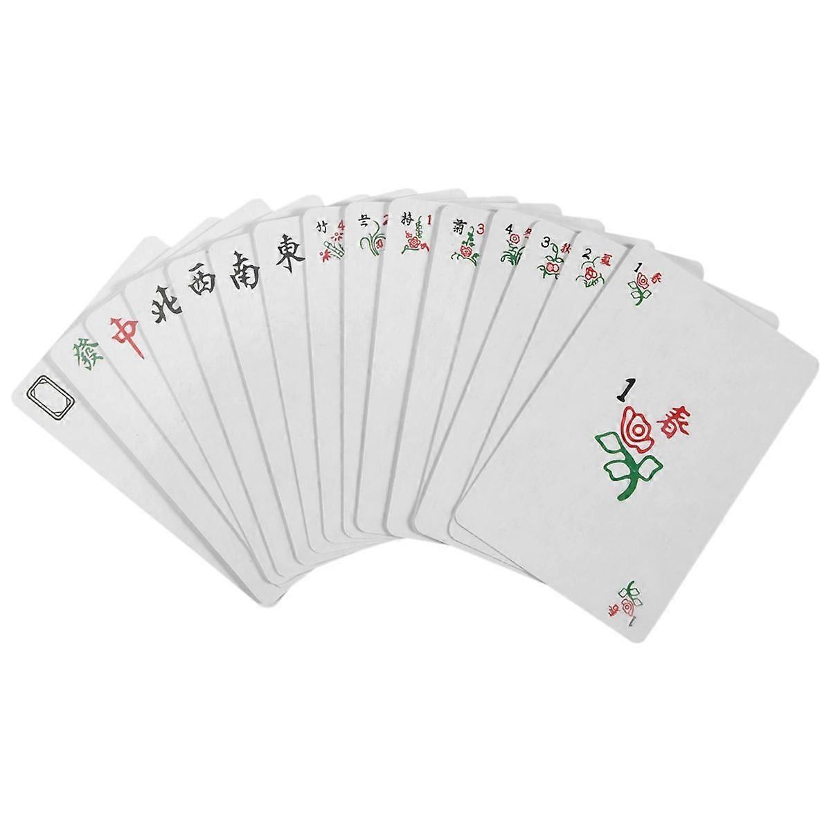 144Pcs/Set Mah Jong Paper Mahjong Chinese Playing Cards Game With 2Pcs Dices Portable Travel Entertainment Playing Cards Kit New