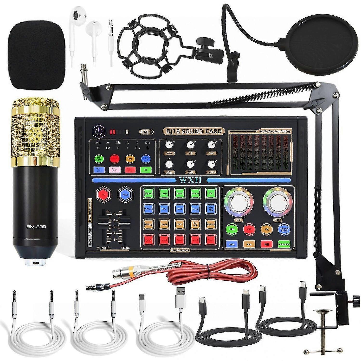 A style Microphone computer recording condenser wheat sound card mobile phone live sound card full set