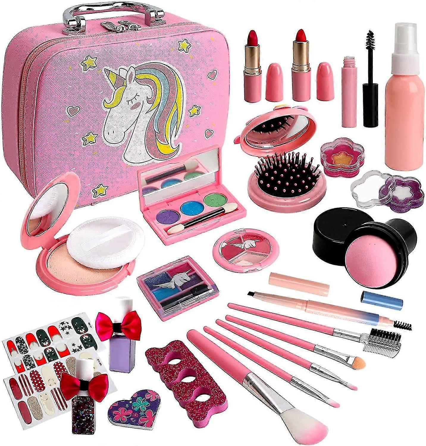 Set di trucco per bambini per ragazze, kit di trucco per bambini lavabili giocattoli per ragazze, set di trucco non tossico per bambine, set di trucco per bambini giocattoli per bambini Natale Bir