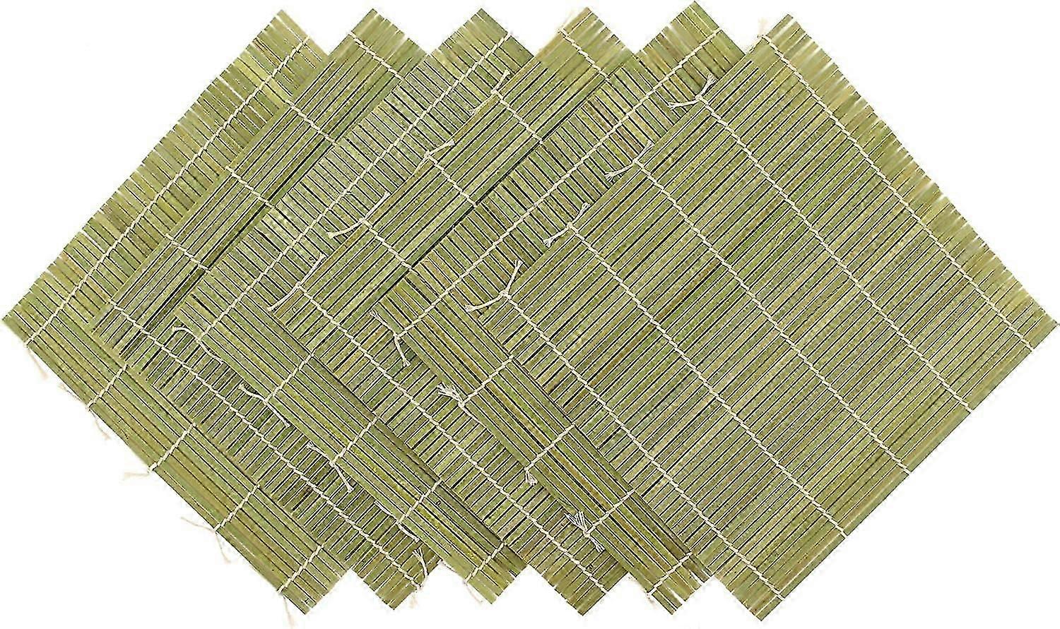 6x Green Bamboo Sushi Rolling Mat Set, Bulk Sushi Roller Mats 9.5