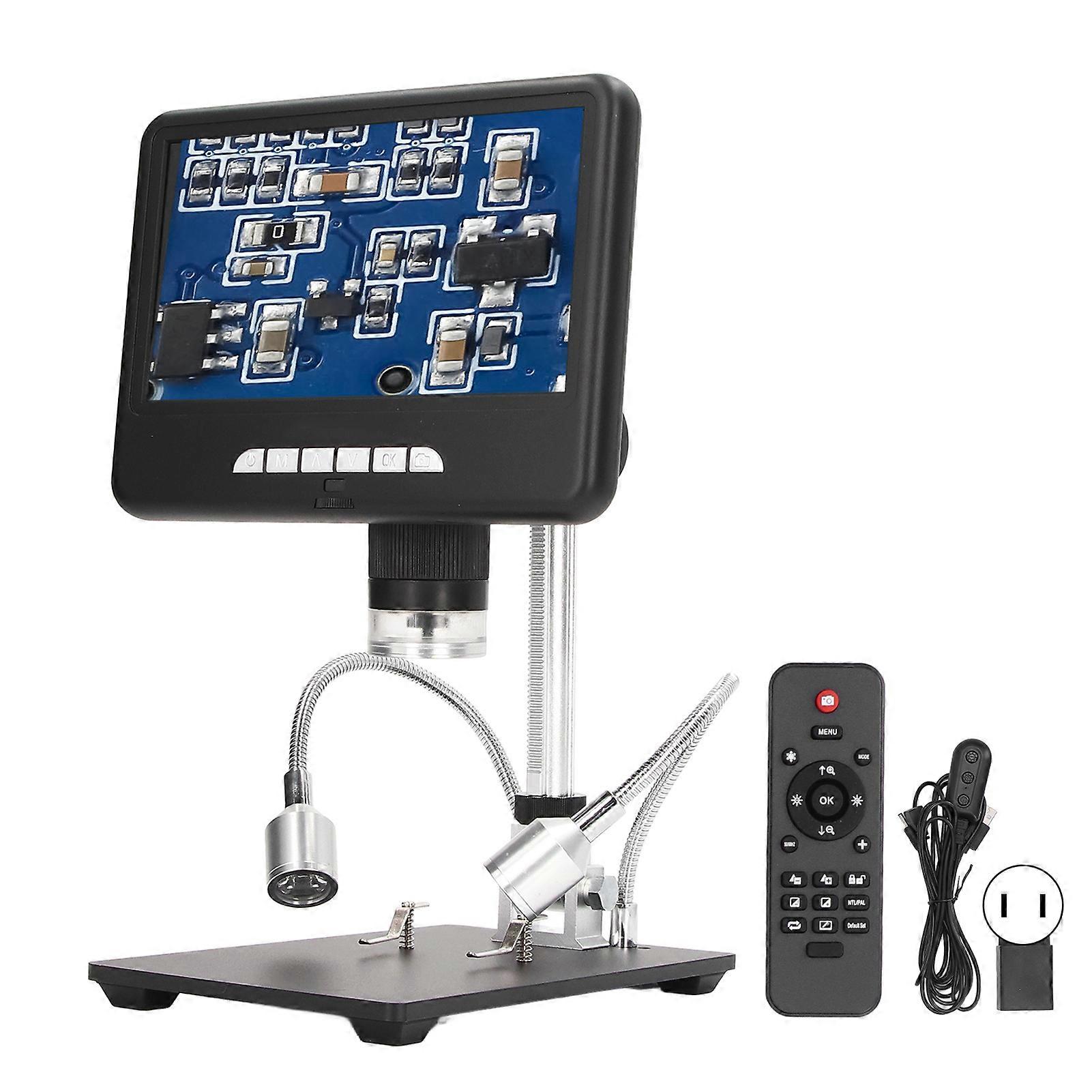 Digital Microscope 7in 1080P Video 100X with Adjustable Stand Lights for Soldering AD207