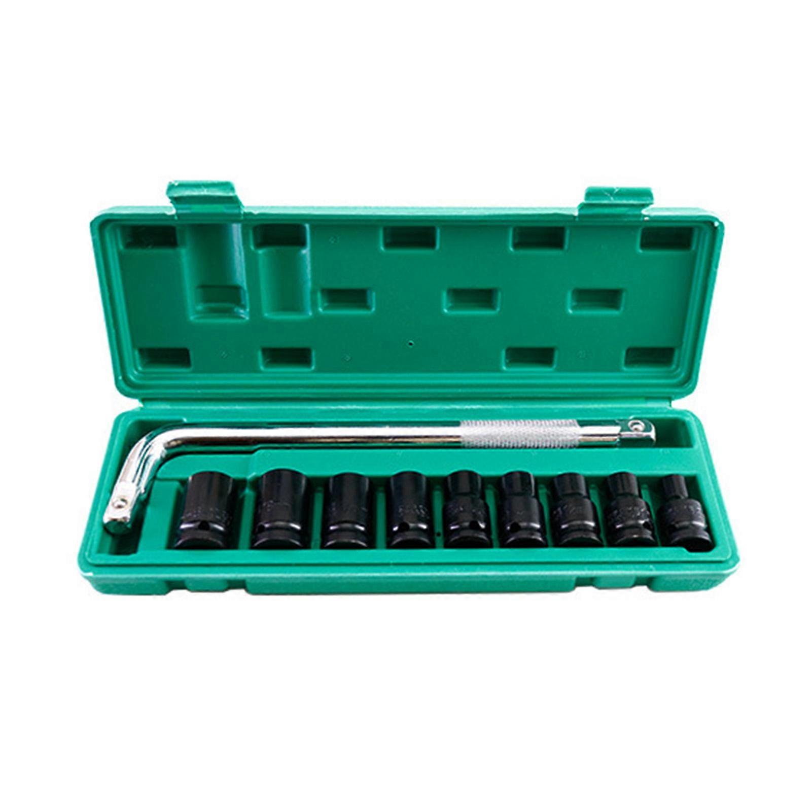 1/2-Inch Drive 40mm Deep Impact Socket with 6-Point Design Hex Impact Socket Set 10-Piece Deep Socket Metric Sizes 8-24mm High Carbon Steel Material 