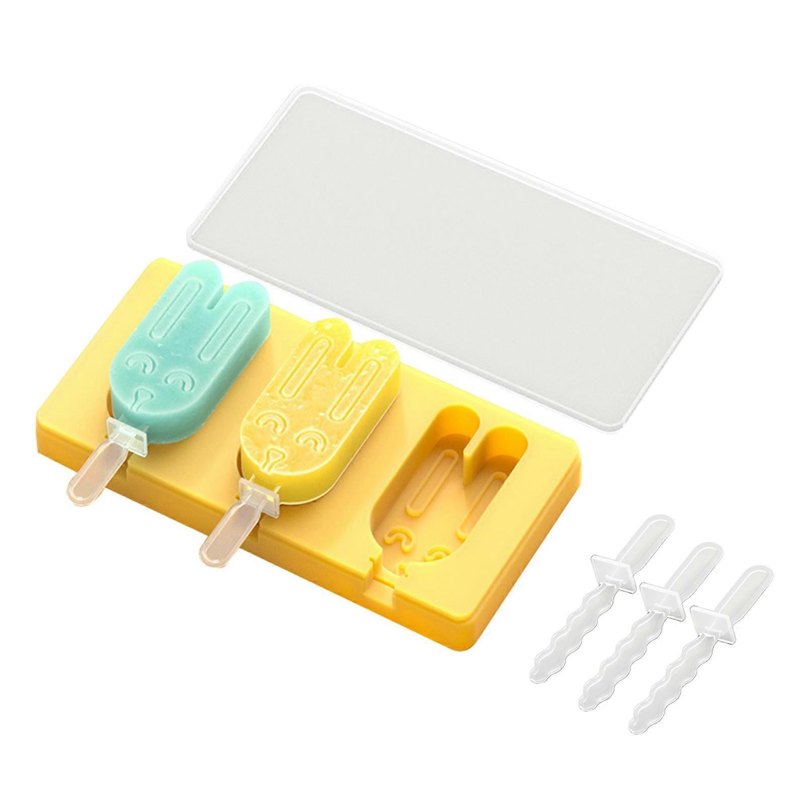 BPA Free Ice for Pop Ice Cream Mold with Lid Rabbit for Cat Ice Cream Silicone Mold DIY Hand Crafts Simple Use for Kids Orange