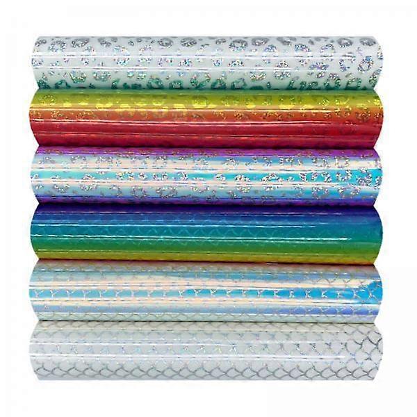 2x 6 Pcs Holographic Rainbow Leopard Mermaid Transfer , HTV Roll, Bundle, Easy
