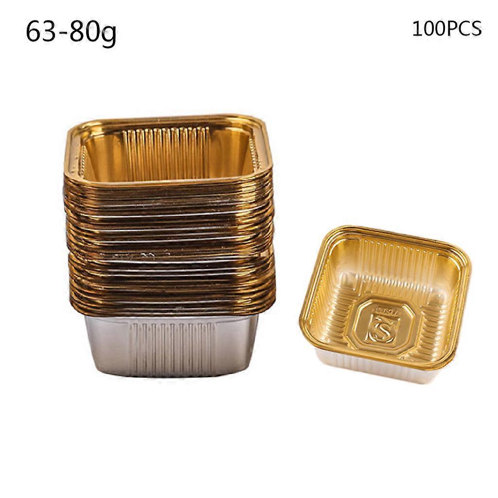 100 adet 50/63-80/100g Kare Ay Kek Tepsileri Mooncake Paketi Kutusu Konteyner Tutucu Güz Ortası Festivali Altın