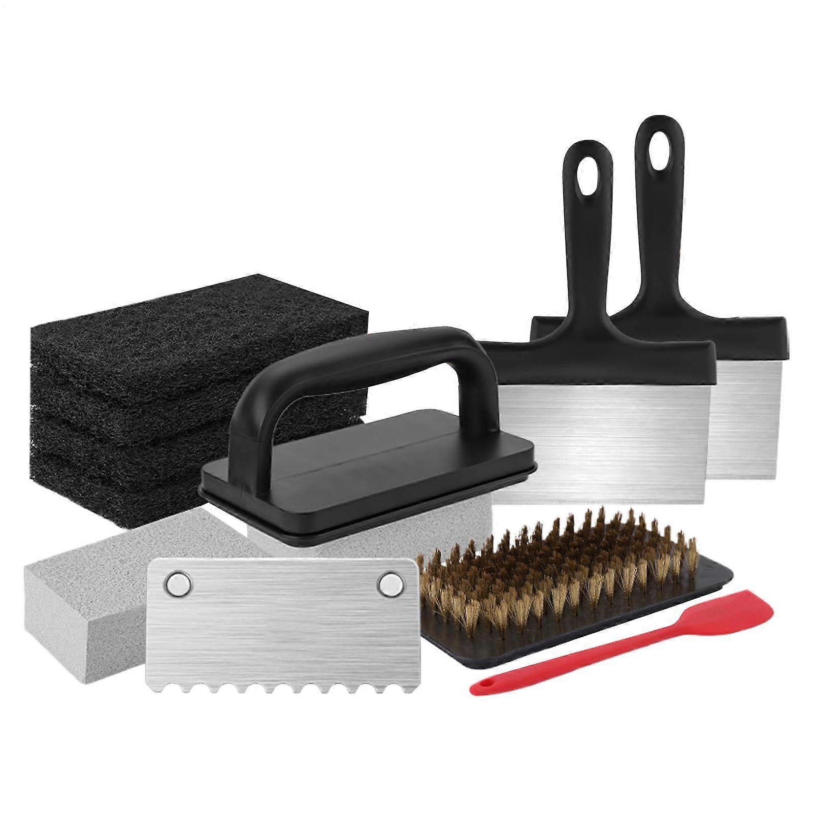 Griddle Cleaning Set with Scraper and Grill Spatula, BBQ Grill Cleaning Kit