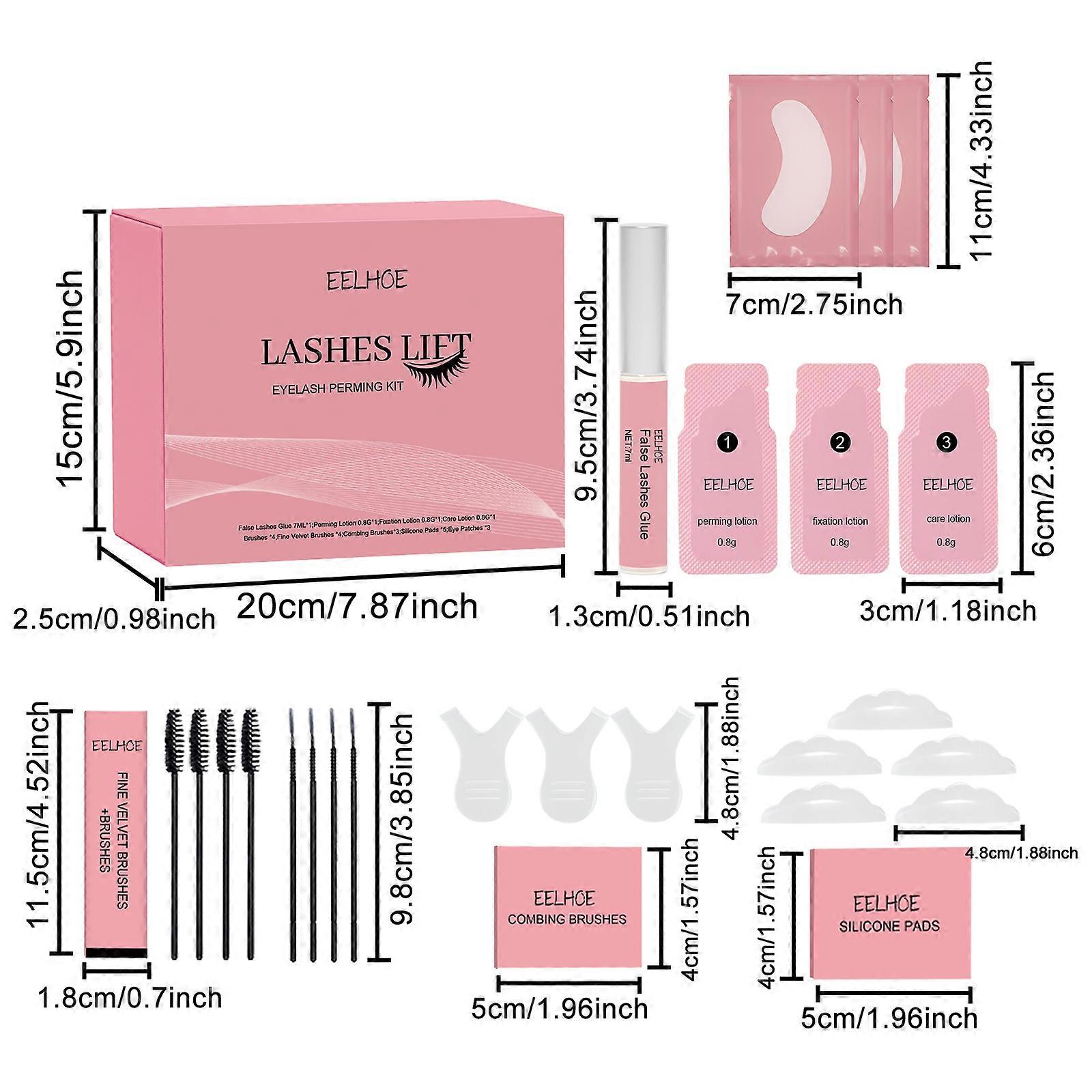 EELHOE Lash Lift Set Eyelash Perm Kit Semi-Permanent Eyelash Perming Curling Kit with Lift Pads Lash Brush