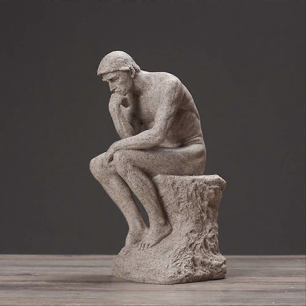 Retro Abstraction Thinker Bust Statue Character Plaster Table Decoration