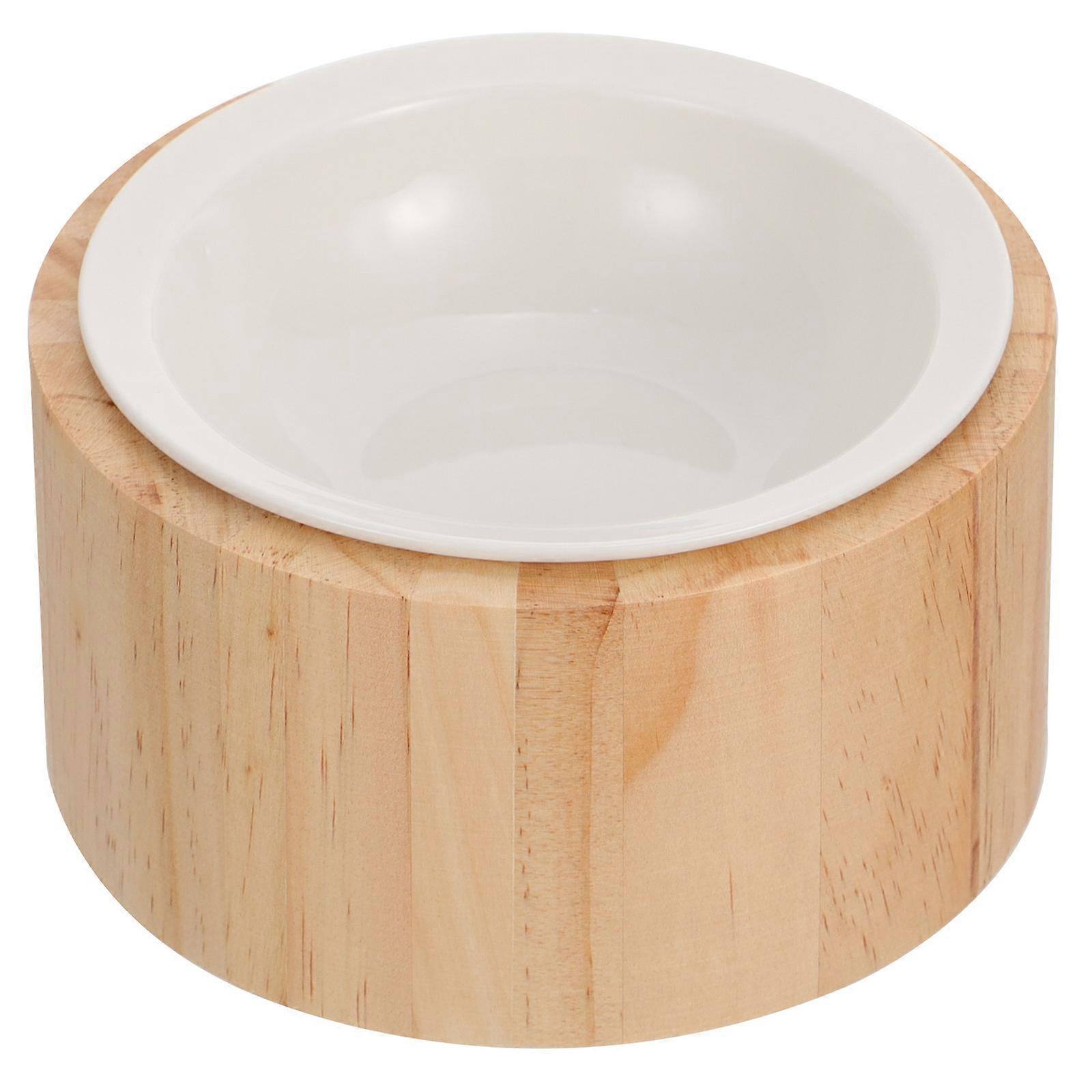 Raised Ceramic Pet Bowl for Comfortable Feeding Experience Chocolate Color Suitable for Small Dogs and Cats 7.5 Inches