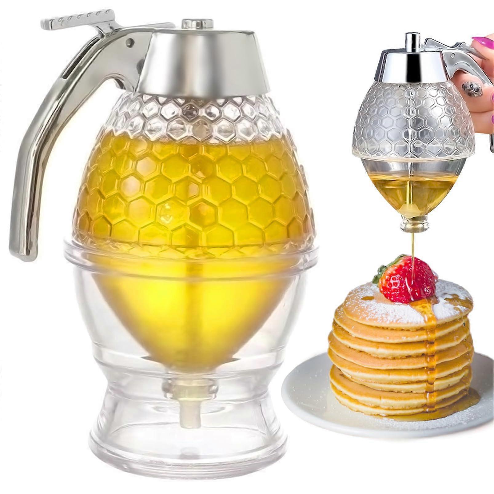 Honey Dispenser 200 ml, Acrylic Honey Syrup Dispenser with Stand, Clear Honey Pot for Easy Pouring and Storage