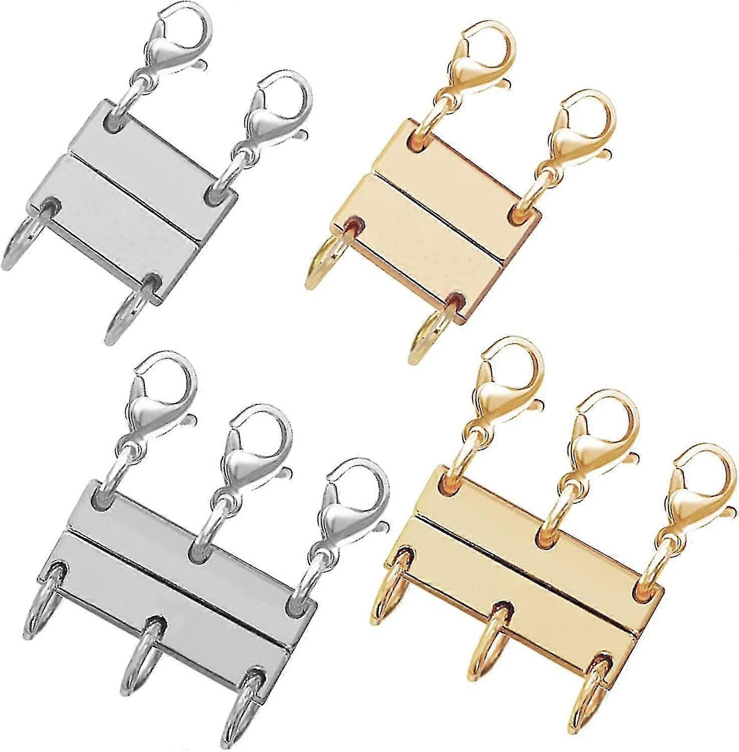 Magnetic Layering Necklace Clasp, Multi Strand Lock Connector for Stackable Bracelets & Chains, Double Clasp