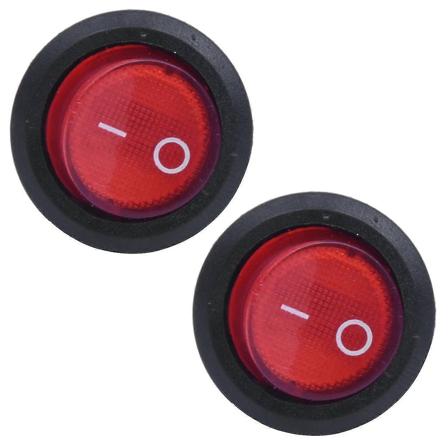 2x Bipolar Rocker Switch On/Off Red 3-Pin 220-240V Electrical Toggle Switch