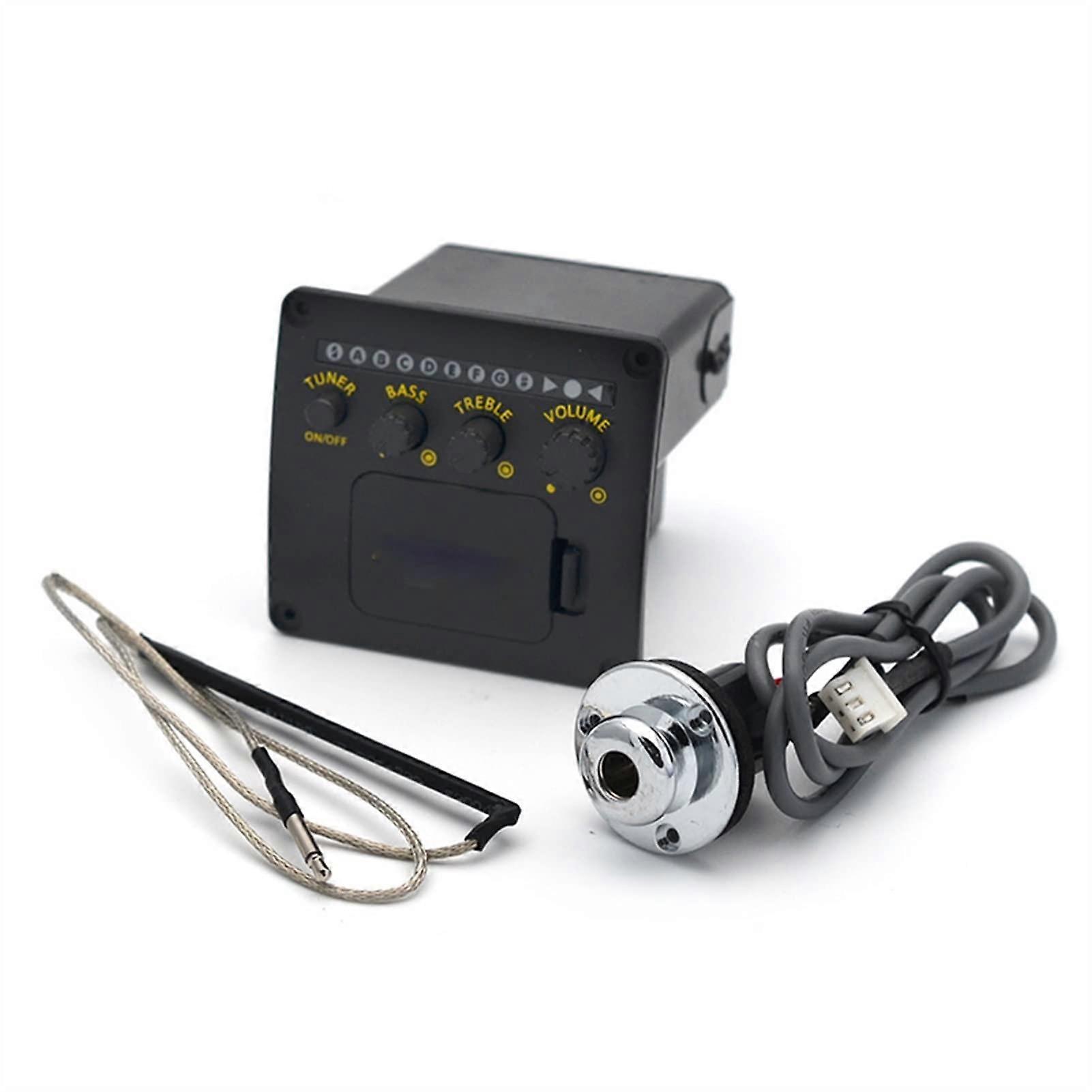 2-Band Equalizer EQ With Tuner For Acoustic Guitar Pickups Black