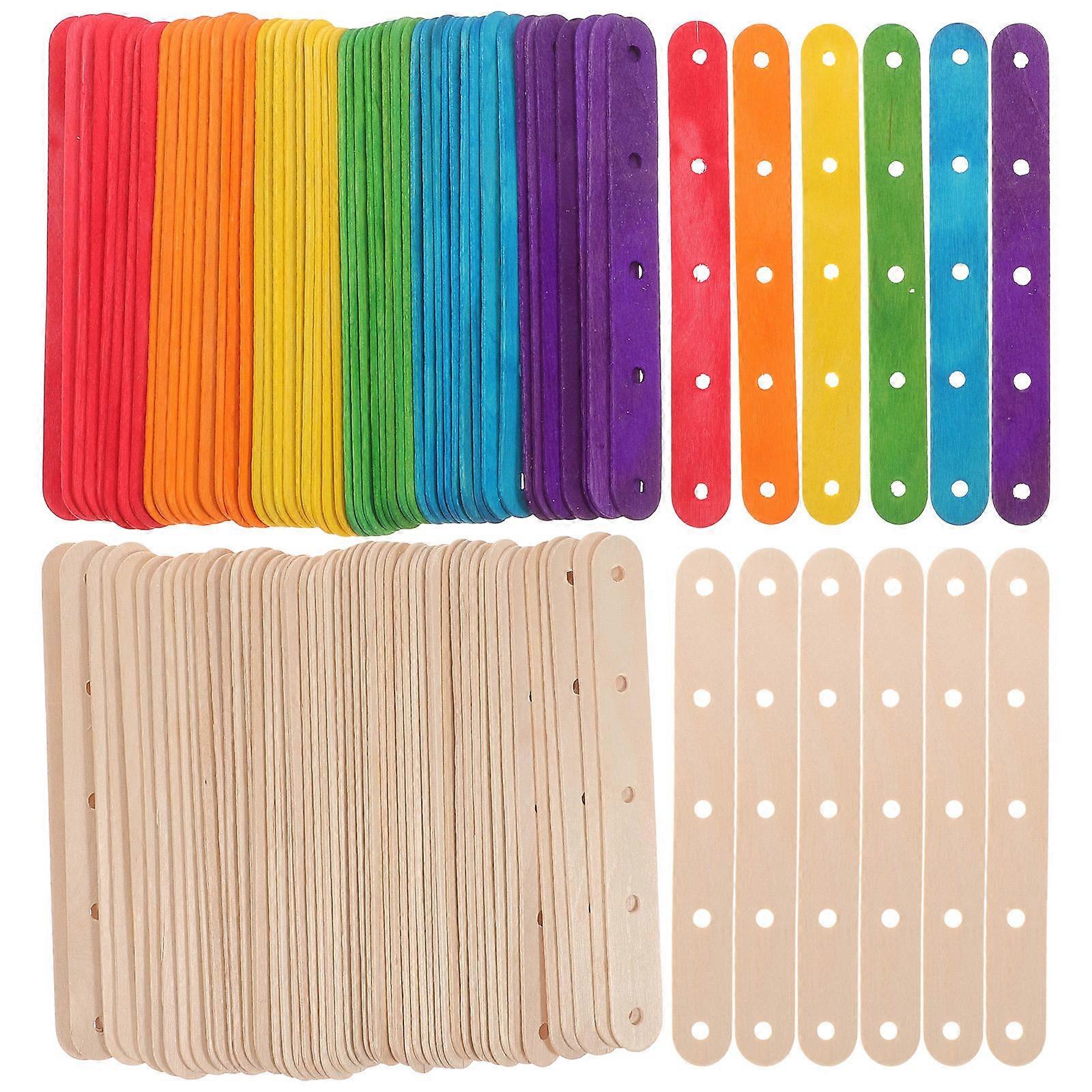 100pcs Colorful Wood Craft Sticks Natural Jumbo Popsicle Sticks for DIY Crafts Educational Projects Creative Art Designs Non Waxed