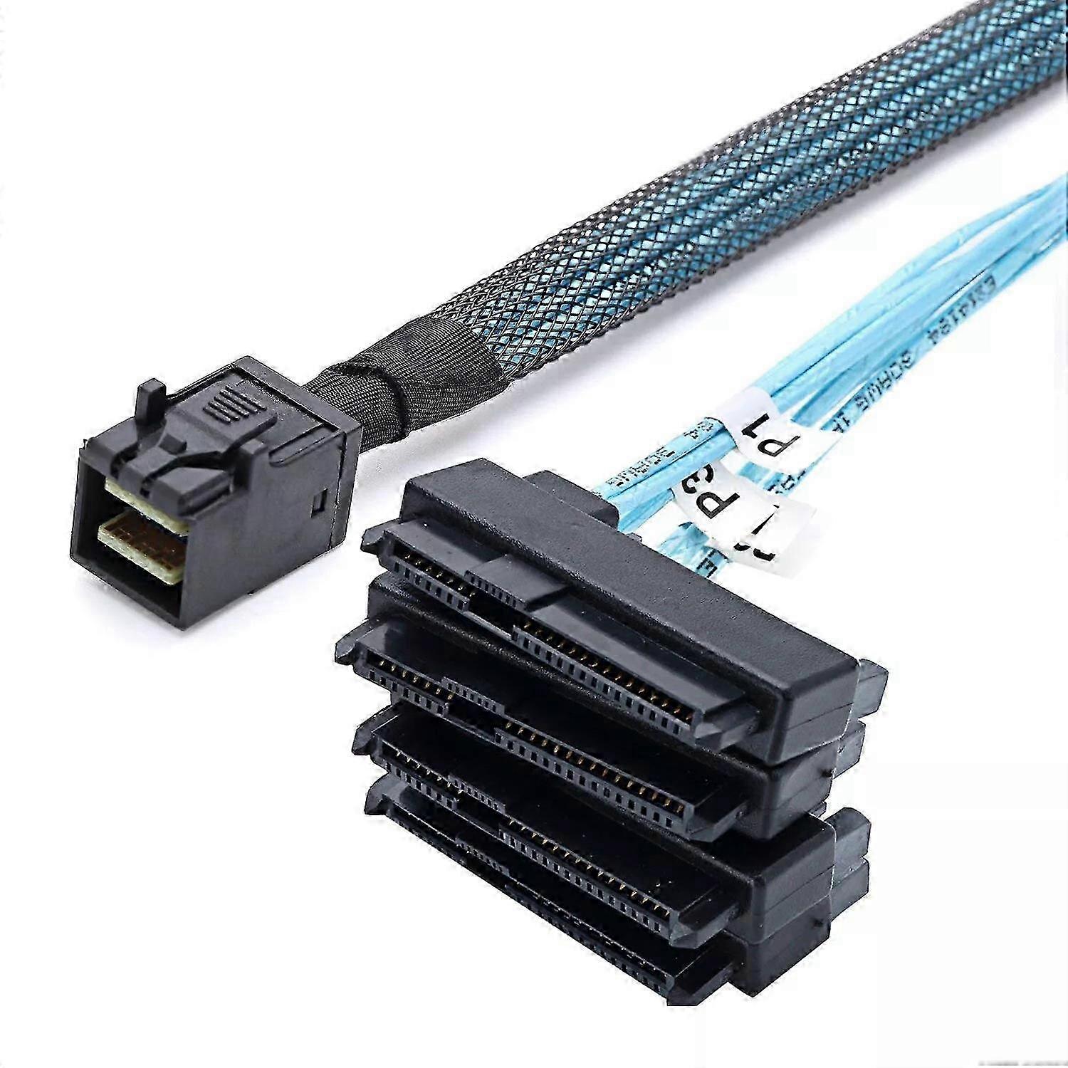 Mini SAS SFF-8643 to 4x 29pin SFF-8482 and 4x SATA 15pin Splitter Cable 1m 2025