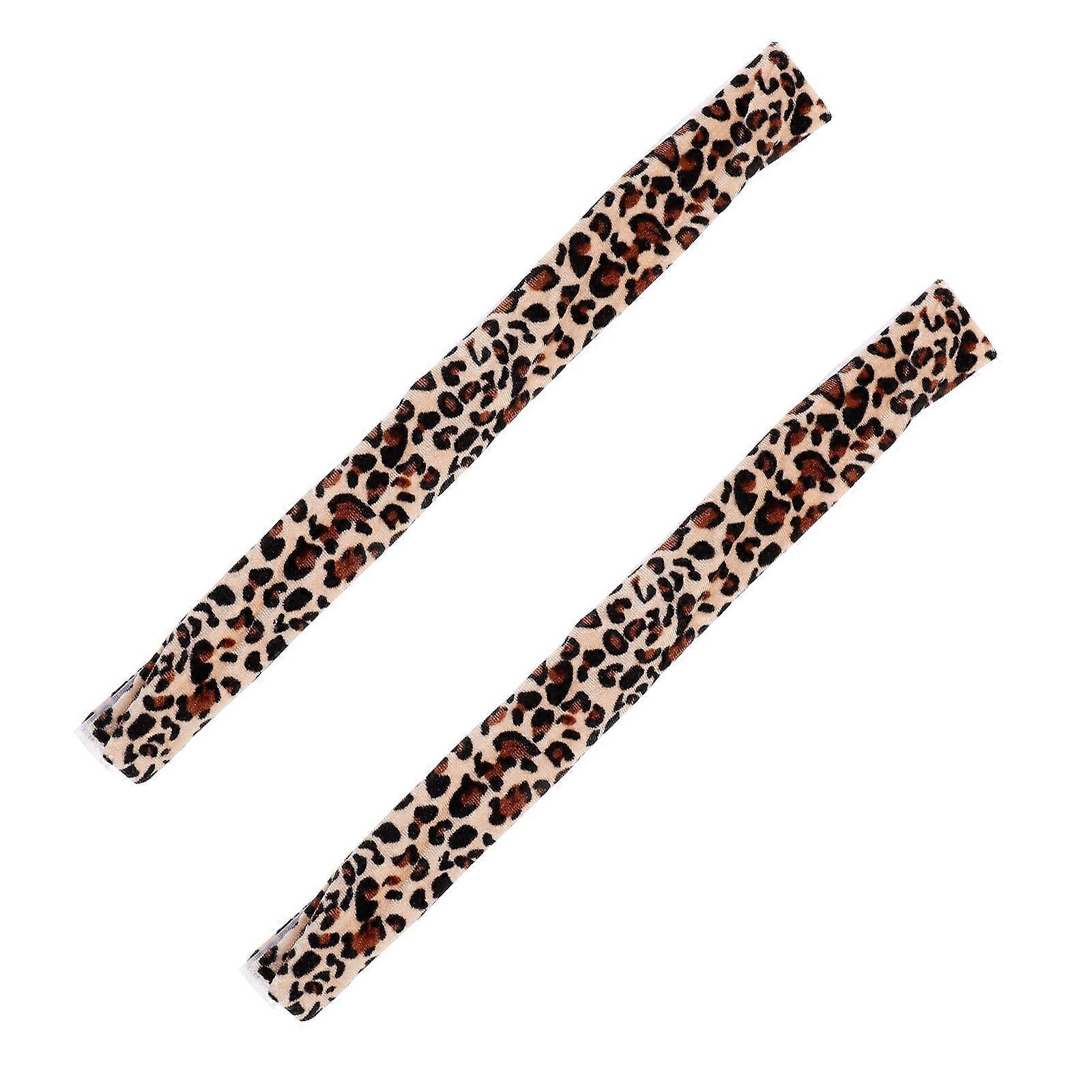 Leopard Print Fabric Fridge Handle Cover for Home Protects from Stains and Fingerprints 2pcs
