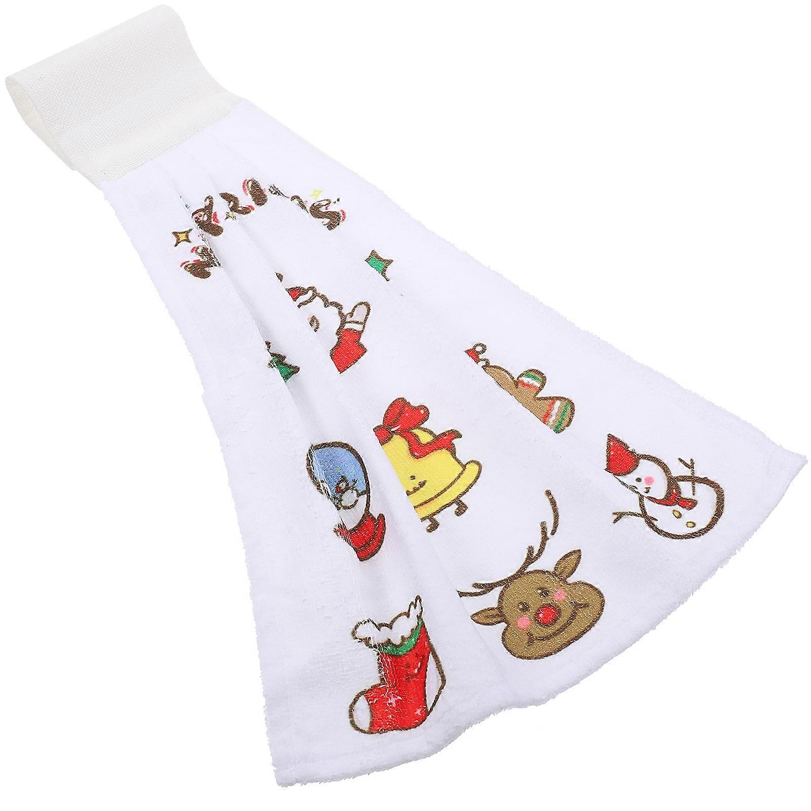 Christmas Theme Hand Towel Absorbent Hanging Storage for Kitchen Bathroom Rectangular Shape 43.2X30.5CM Microfiber 1Set