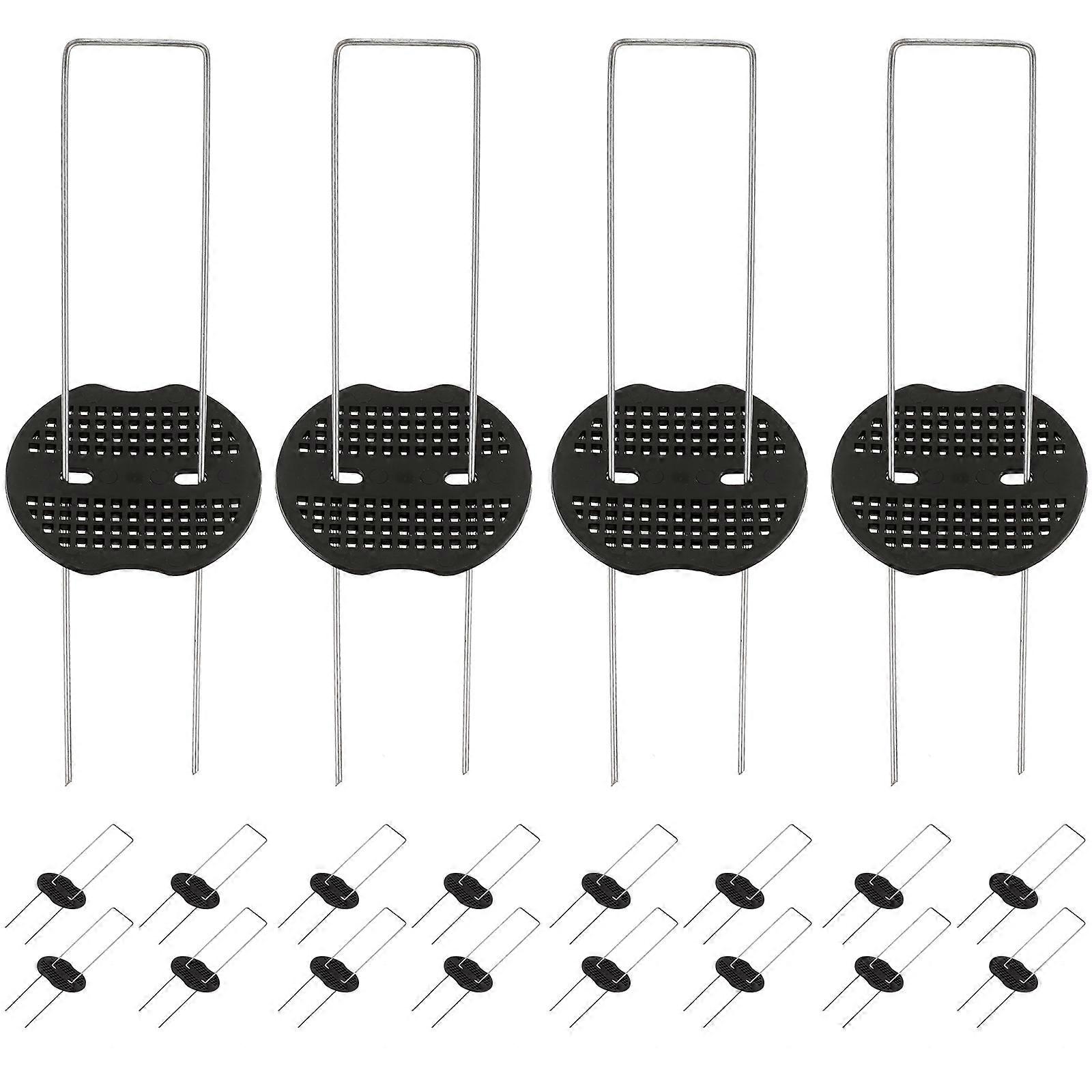 Garden U-Shaped Ground Nail Kit Simple Design For Outdoor Use Abs Iron Galvanized Steel Fixing 1Set