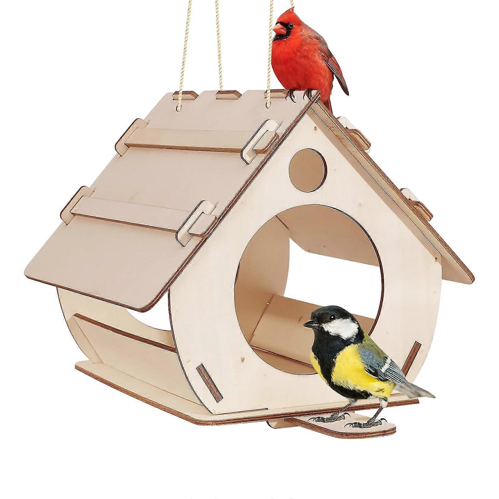 Bird feeder house made of wood hanging feeder, large capacity, easy to clean