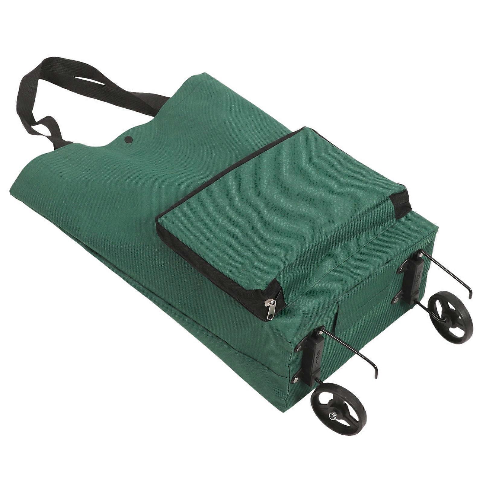 Shopping Cart with Wheels Green PVC Large Shopping Bag Durable Material for Storage Use Design