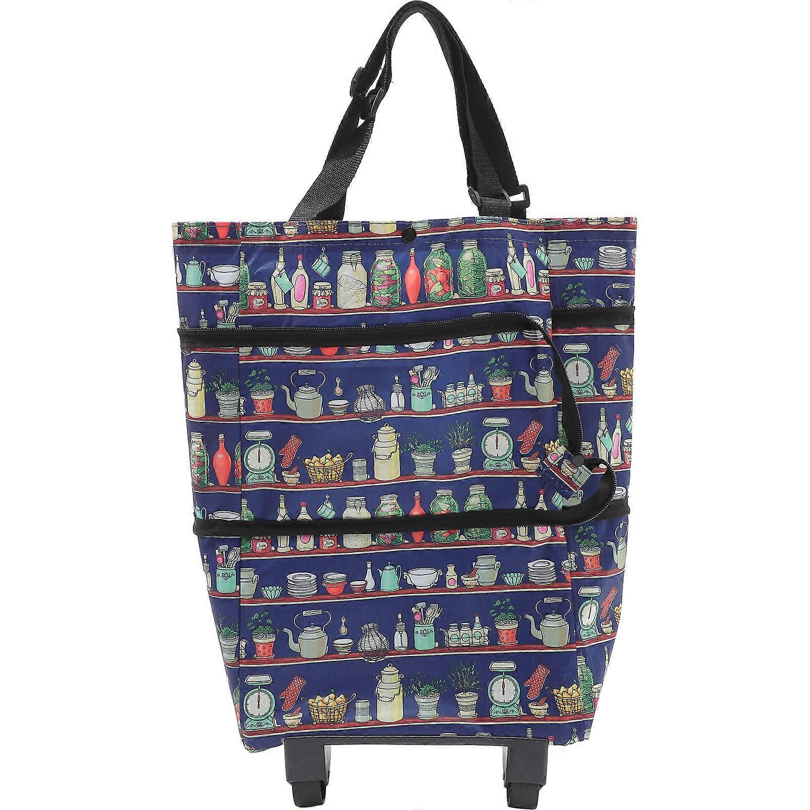 Lightweight Foldable Shopping Trolley with Smooth Rolling Wheels and Spacious Interior for Grocery and Travel Use