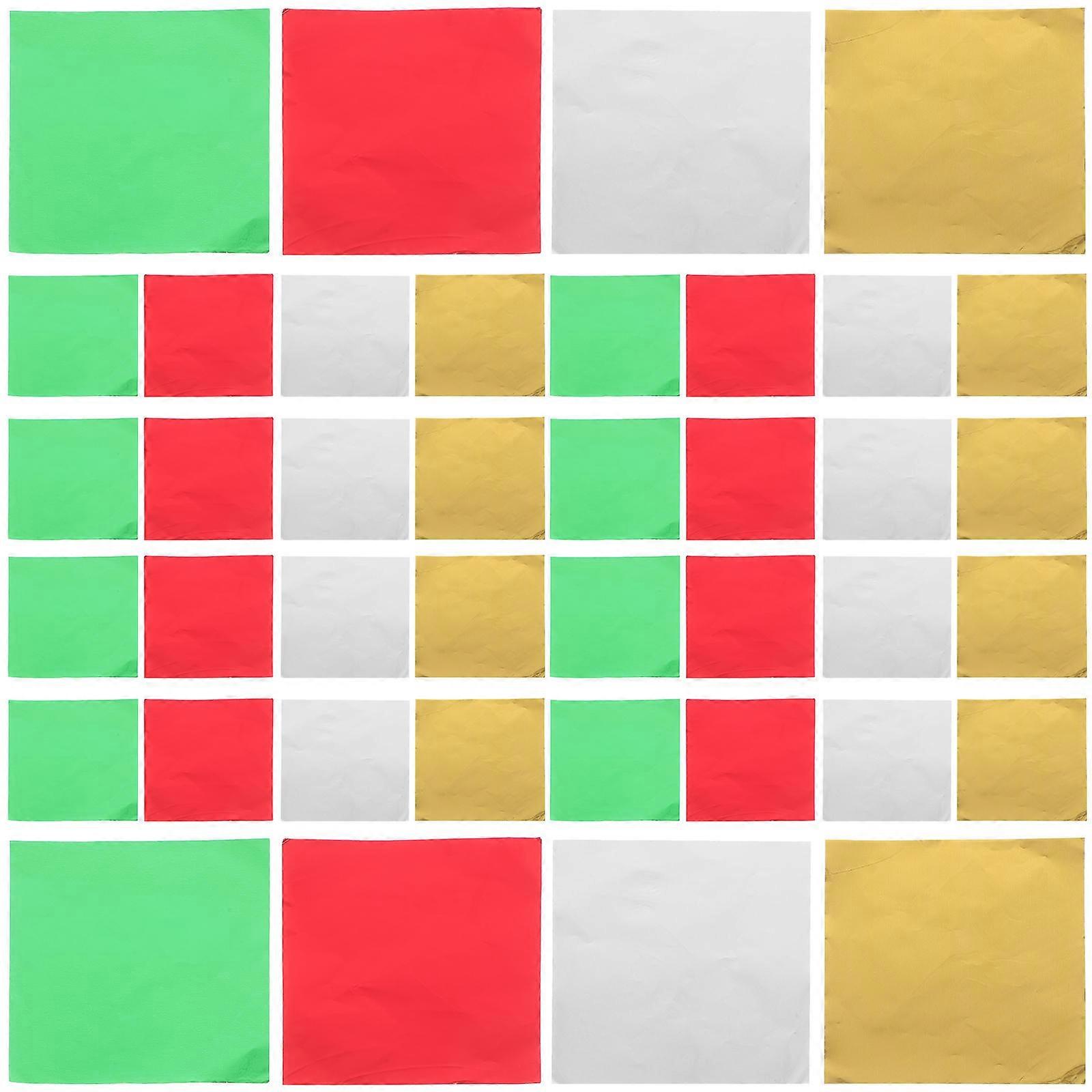 400pcs Christmas Candy Foil Wrappers   Food Safe Aluminum Packaging Paper in Gold Silver Red Green for Chocolate Caramel Lollipops Sweets Freshness